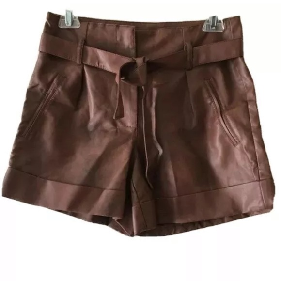 Arden B Pants - Arden B. Faux leather dress shorts with belt 4